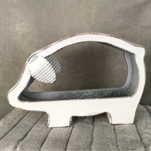 Farmhouse white galvanized metal pig shaped outdoor planter garden patio